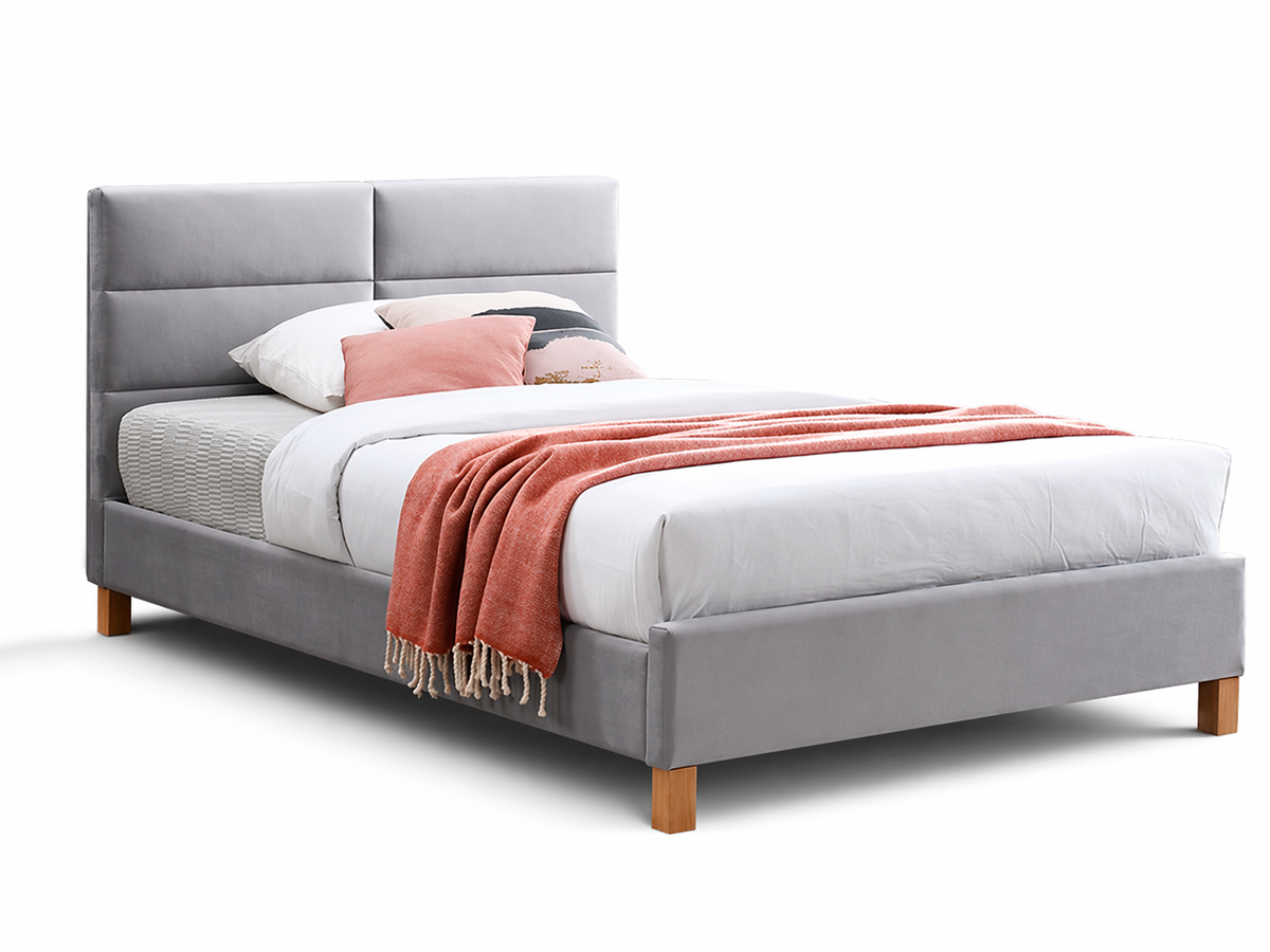 Кровать SIGNAL SIERRA Velvet Bluvel 03 светло-серый/дуб 120/200
