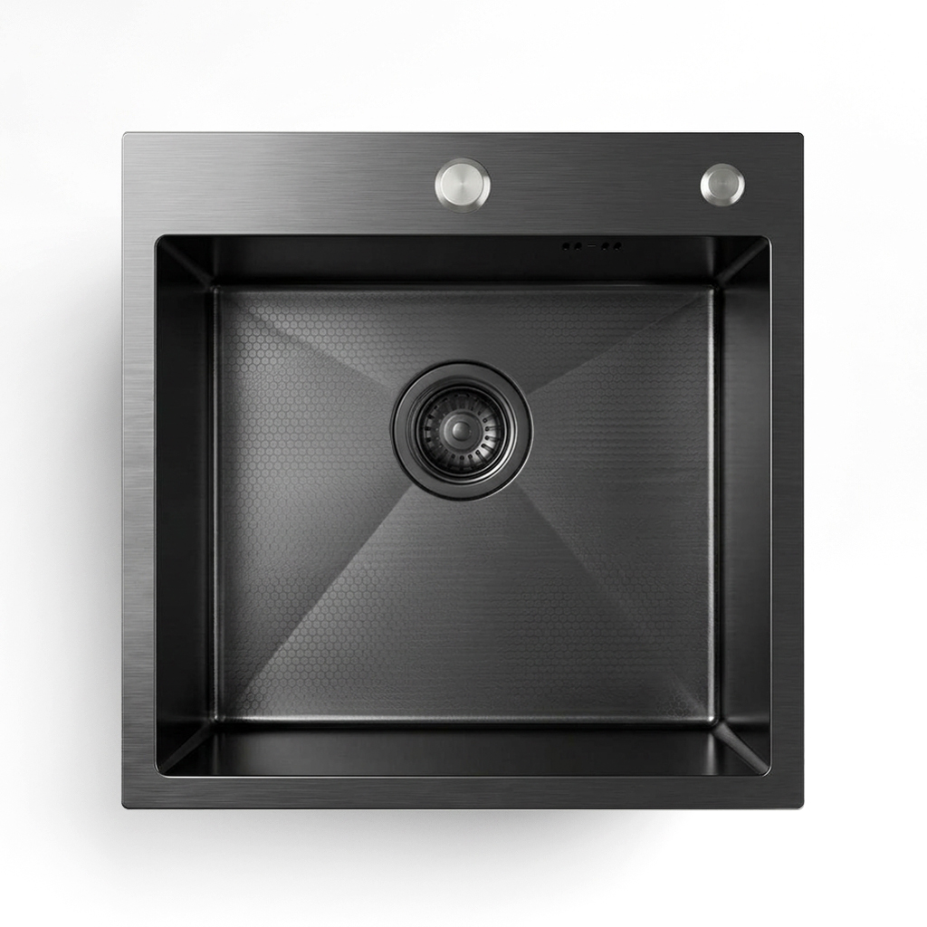 Кухонная мойка из нержавейки BLANTEK FS-5050HN Honeycomb Nano black ECO
