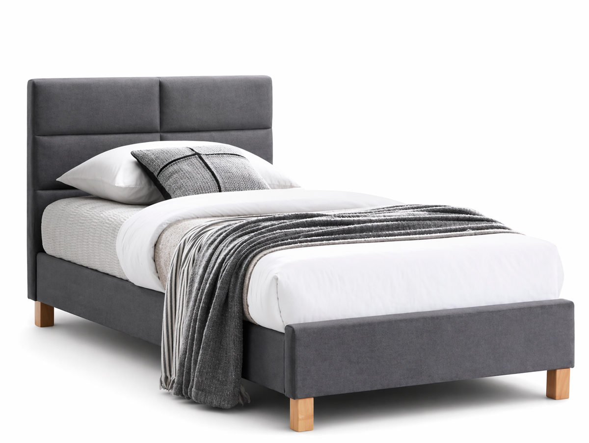 Кровать SIGNAL SIERRA Velvet tap. 150 серый/дуб, 90/200