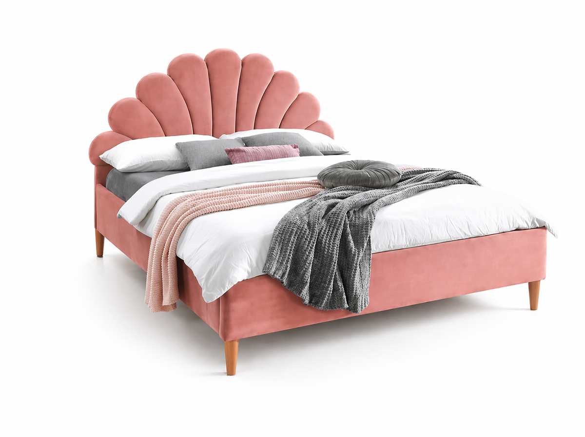 Кровать SIGNAL SANTANA Velvet Bluvel 52 античный розовый/дуб 160/200